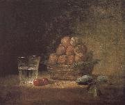 Jean Baptiste Simeon Chardin Lee s basket with two glass cups cherry stone oil